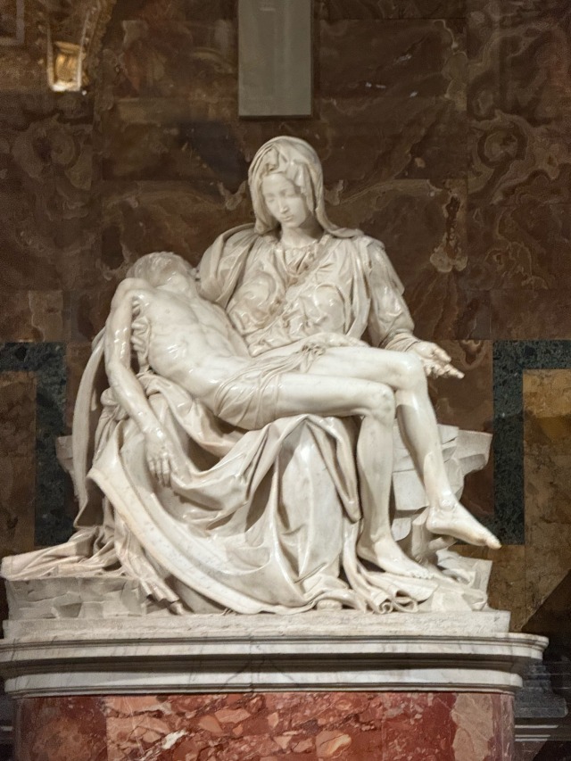 The sorrow of a Mother who knew. The Madonna della Pietà, Michelangelo. 1499. Saint Peter’s…