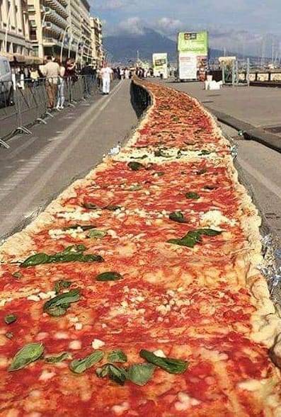 Naples has the longest pizza in the world, extending for a total of 1853.88 meters and 50…
