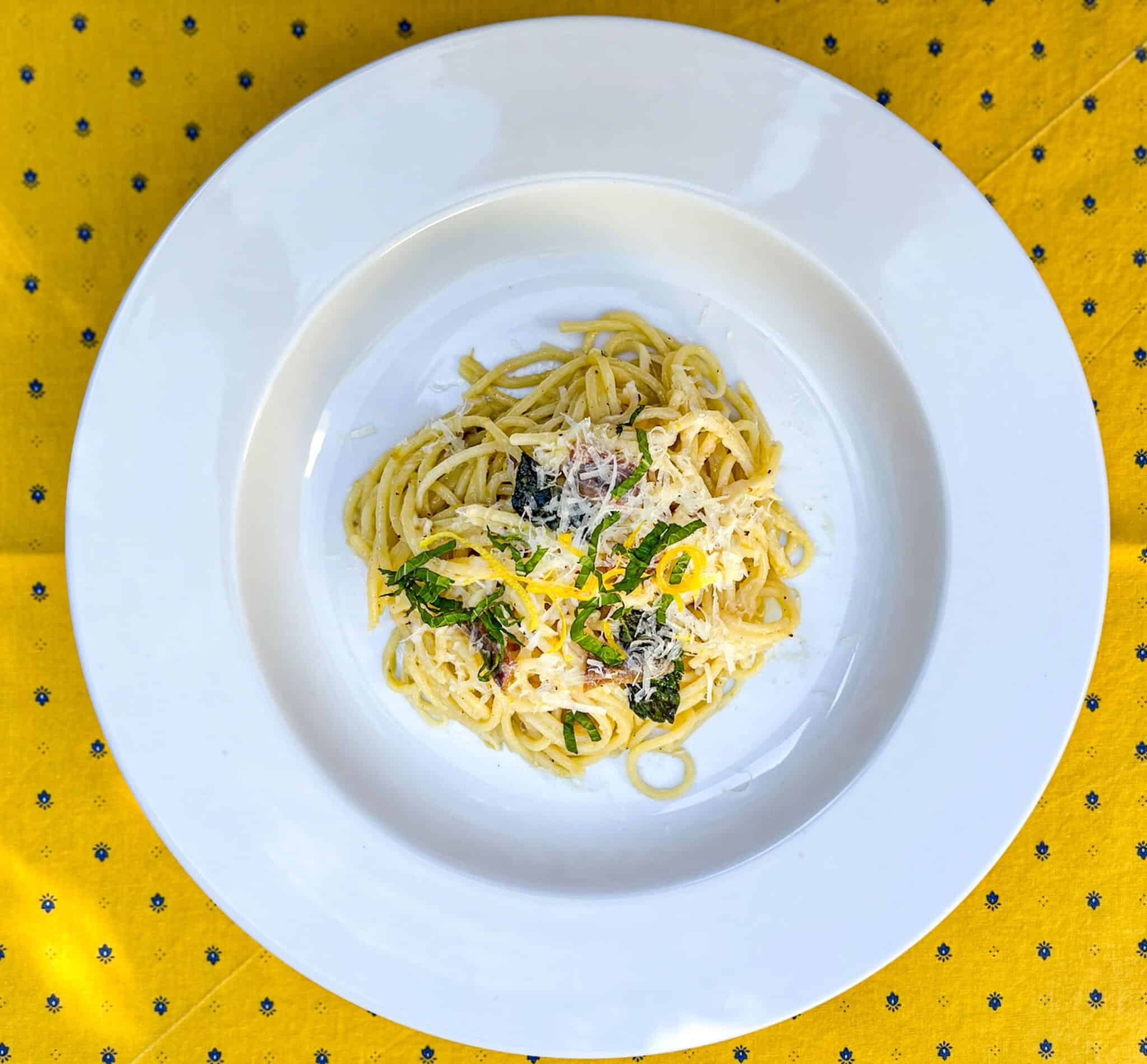 Spaghetti with Anchovies, Lemon, Mint and Pecorino Romano