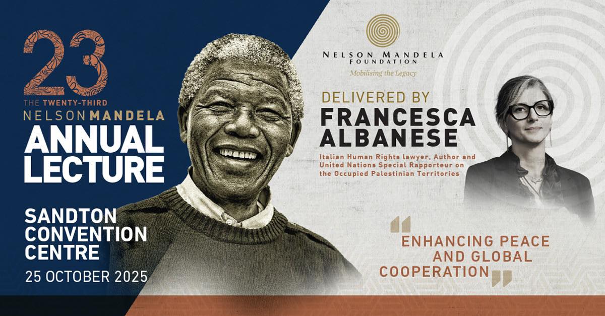 Sudafrica/Israele, Francesca Albanese al Nelson Mandela Lecture: un’economia etica per cambiare il mondo