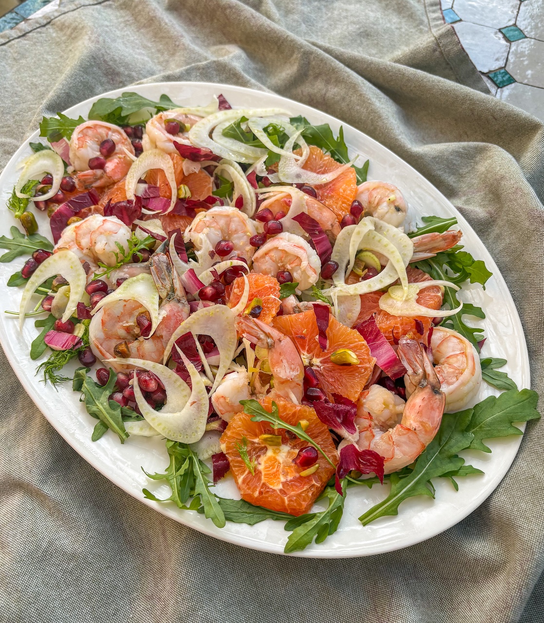 Winter Greens Salad with Shrimp, Citrus and Fennel