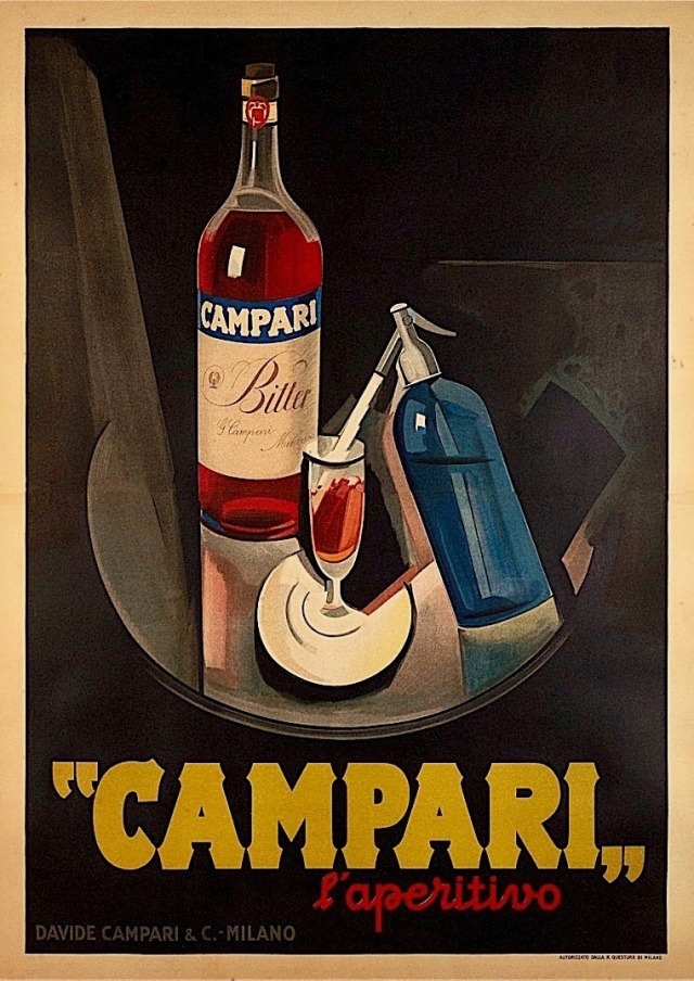 Vintage 1926 Italian advertising poster for Campari Bitter.