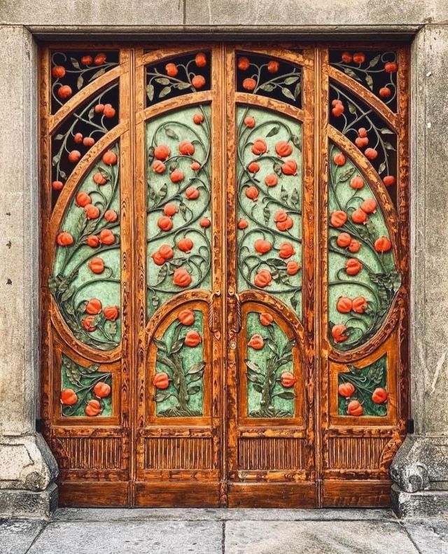 Pomegranate Door of Casa Bellia in Turin, Italy