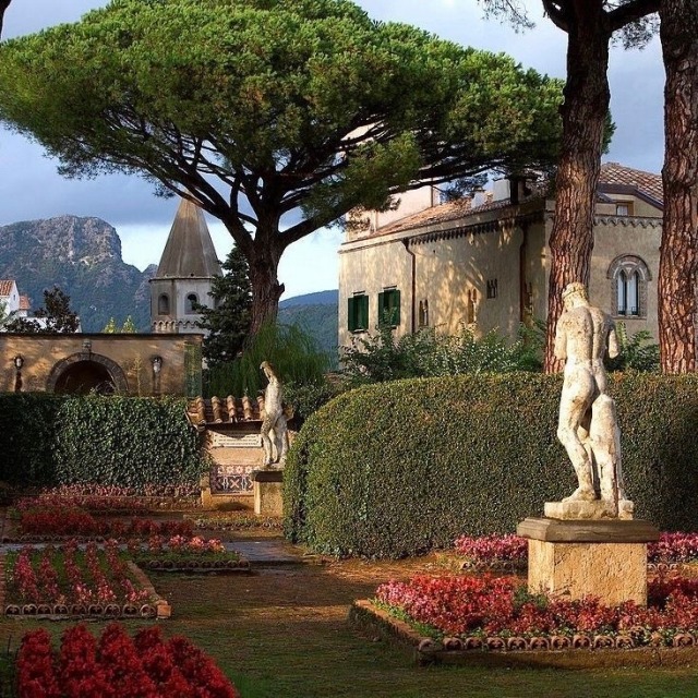 Rose Garden at Villa Cimbrone, a historic 11th-century estate in Ravello, Italy, along the Amalfi…